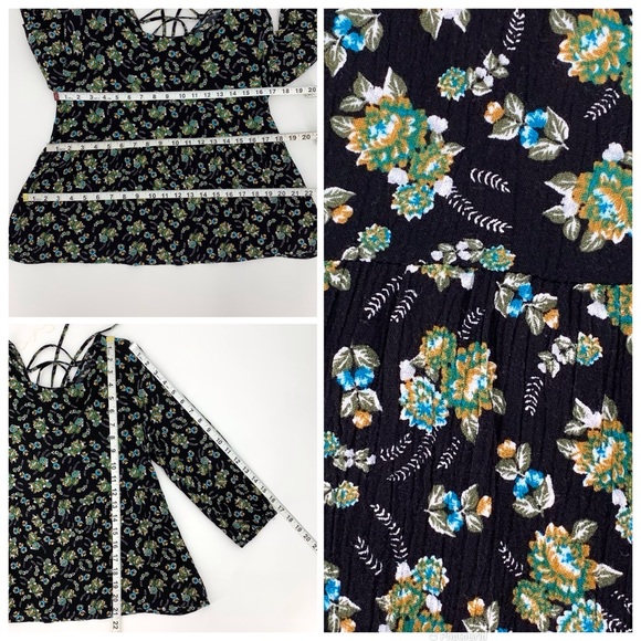 BONGO Floral Patterned 3/4 Sleeve Corset Back Blouse, Medium - Picture 15 of 16